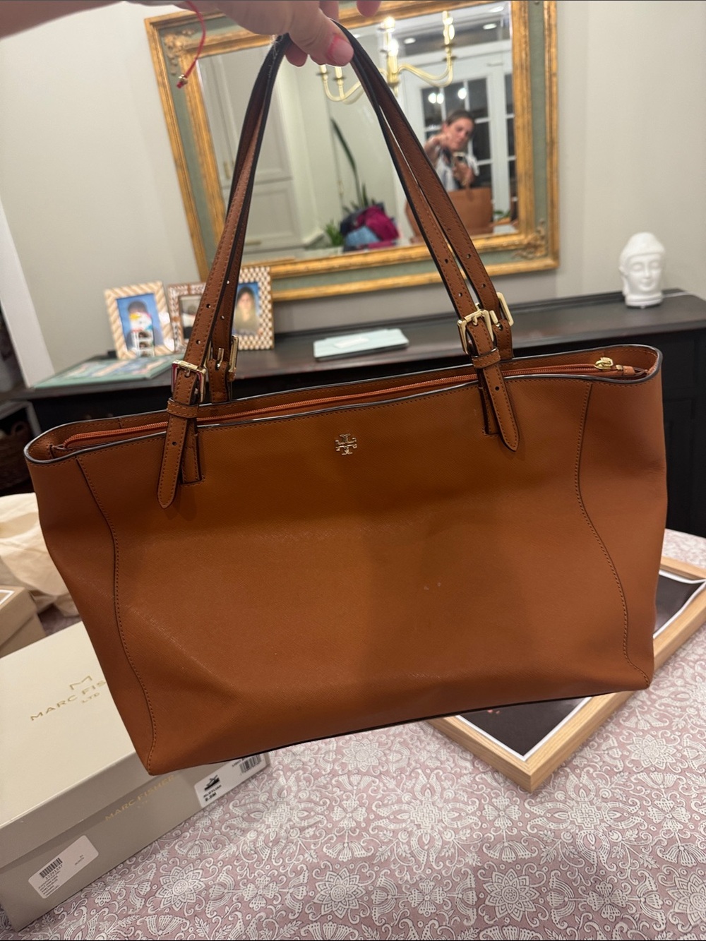 Camel Tory Burch tote